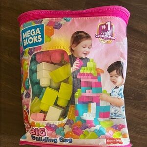 Mega Bloks Big Building Bag - Pink, Yellow, Green